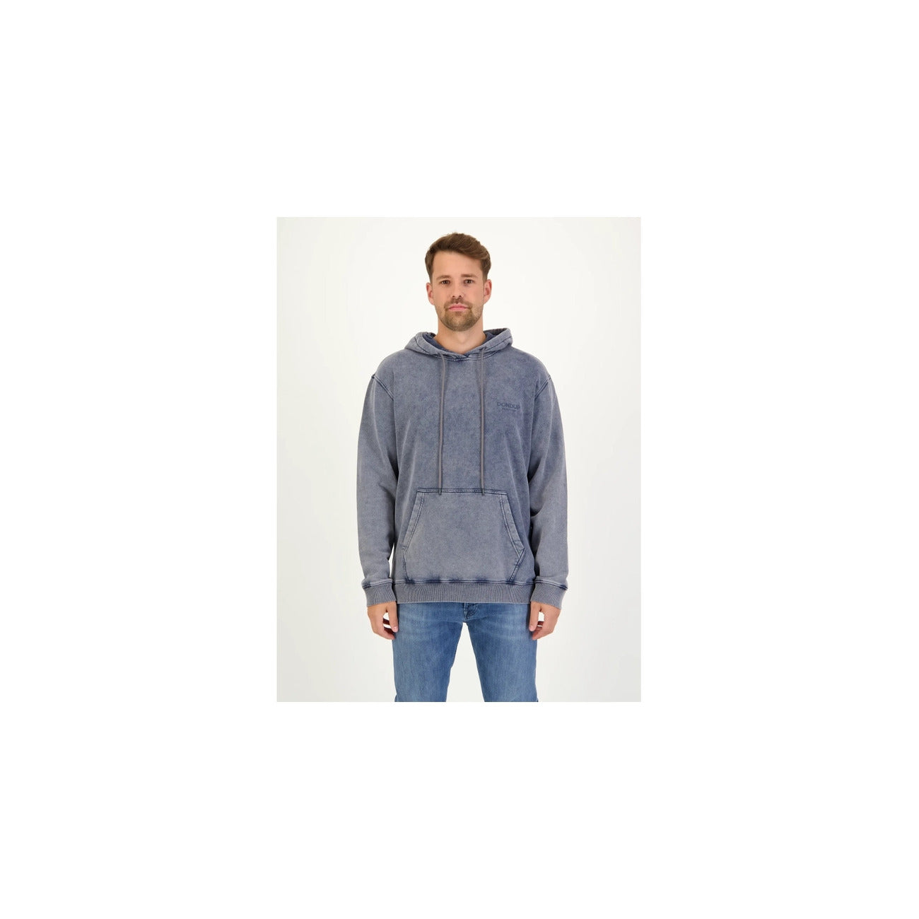 2428799 Dondup Felpa Grigia Stampa Cappuccio Uomo
