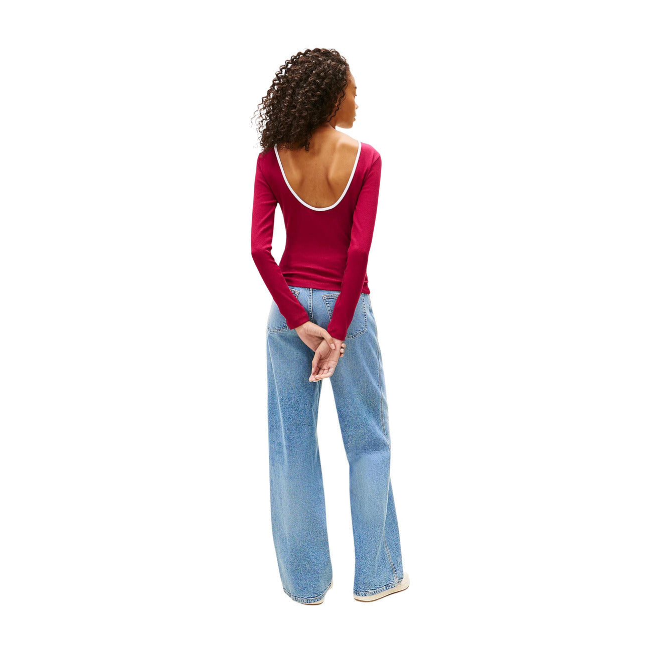 2452897 Tommy Hilfiger Jeans Maglia Donna Bordeaux Cotone Organico