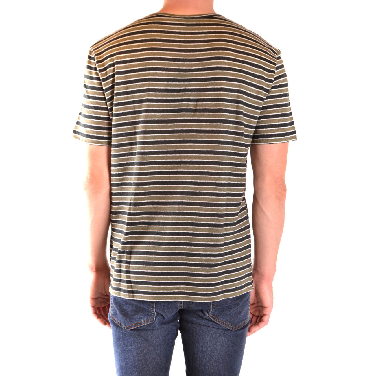 2431223 Paolo Pecora T-shirt Multicolore Righe Lino Uomo
