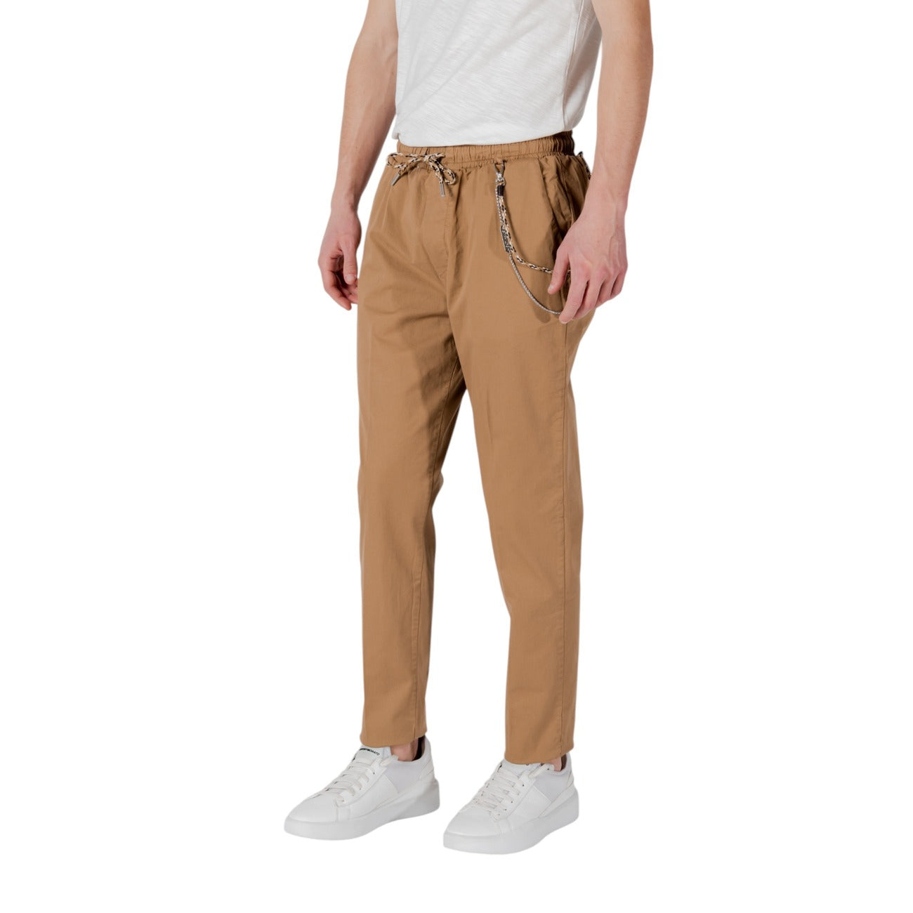 2417816 Gianni Lupo Pantaloni Marrone Cotone Elastan Uomo