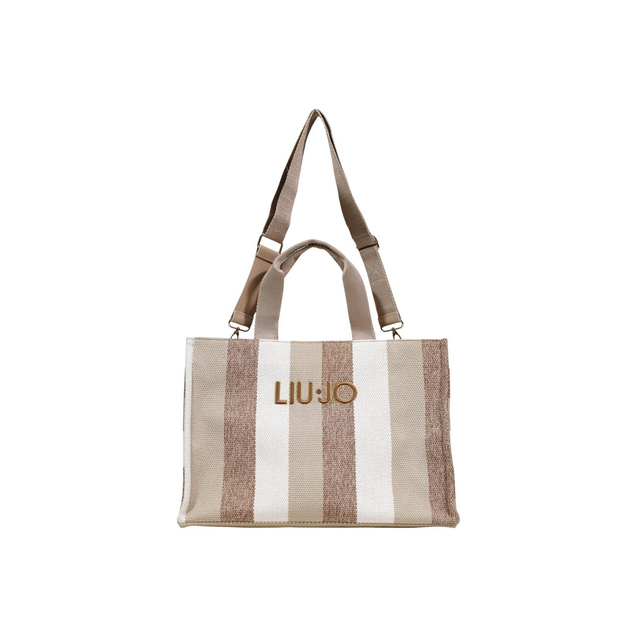2456082 Liu Jo Borsa Beige Righe Cotone