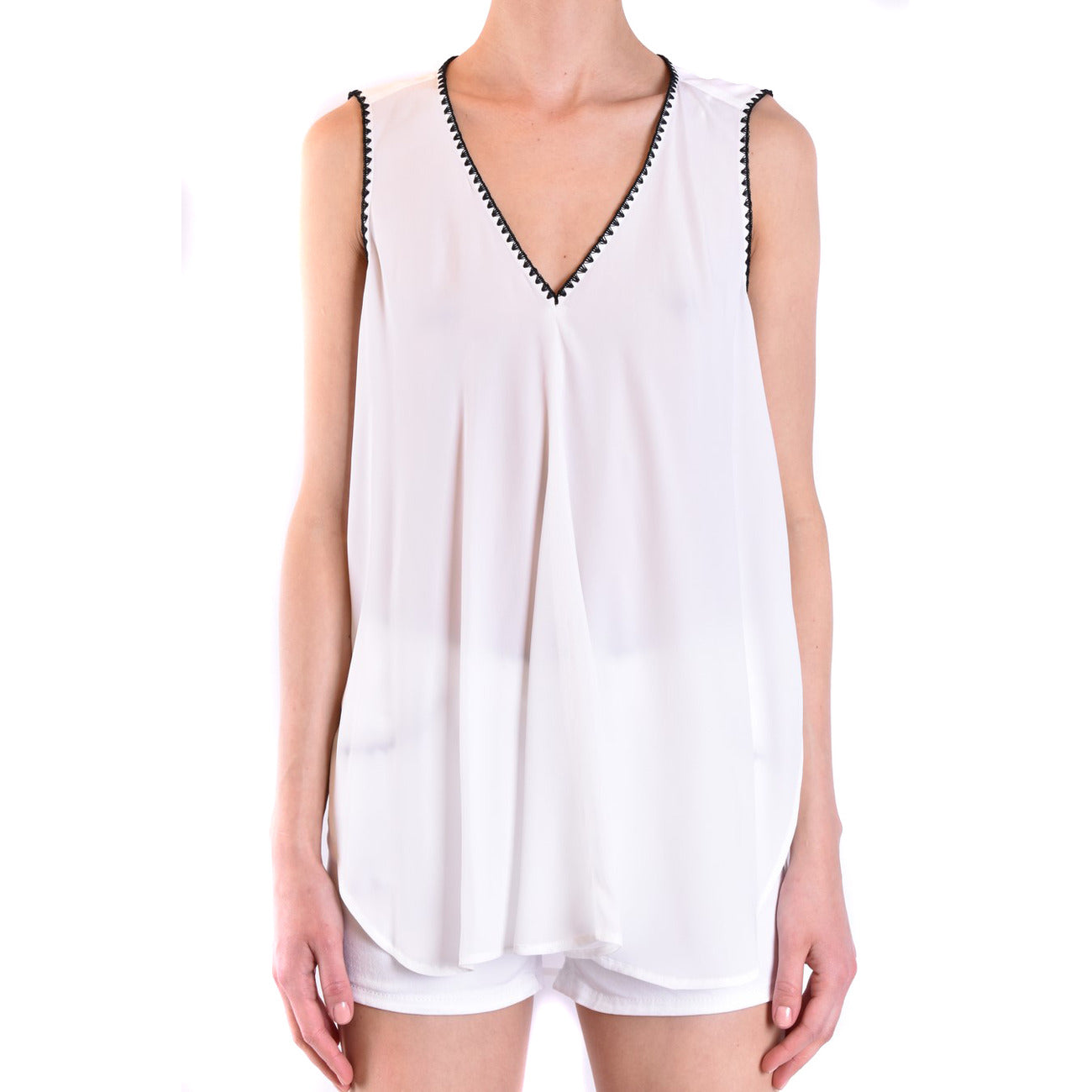 488918 Dondup Canotta Bianca Scollo V Donna