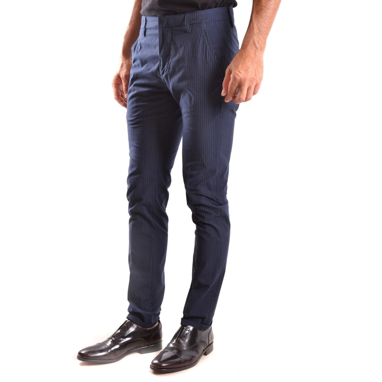 2429284 Dondup Pantaloni Blu Righe Cotone Elastan Uomo