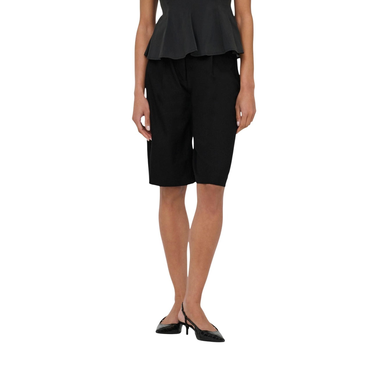 515136 Only Shorts Neri Lino Viscosa Donna