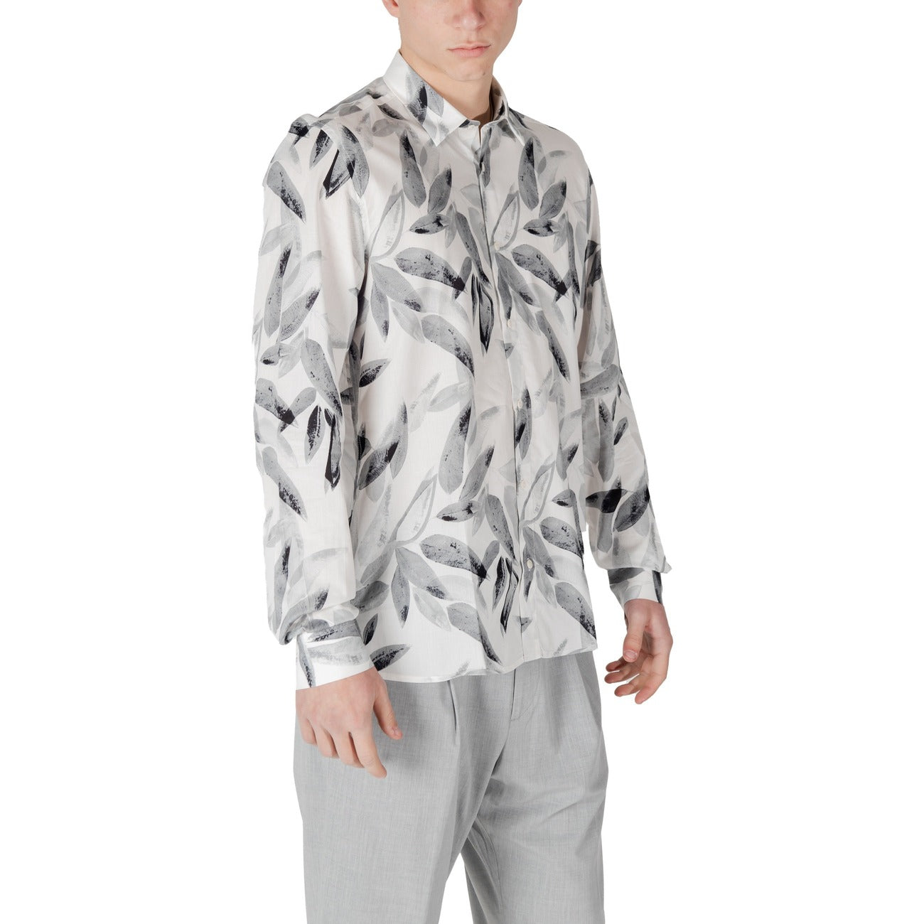 2410412 Antony Morato Camicia Bianca Floreale Cotone Viscosa Uomo