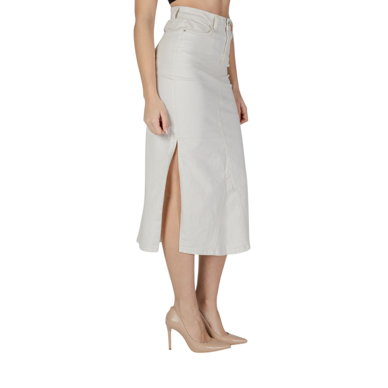 483045 Vila Clothes Gonna Beige Donna Primavera/Estate