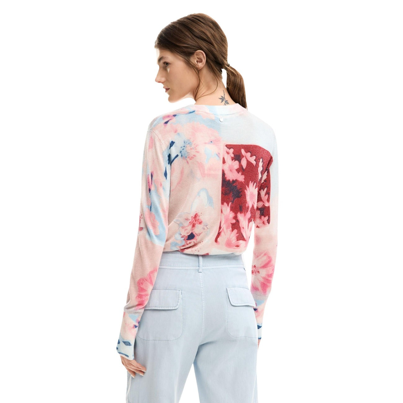 2454464 Desigual Maglia Donna Rosa Floreale Viscosa