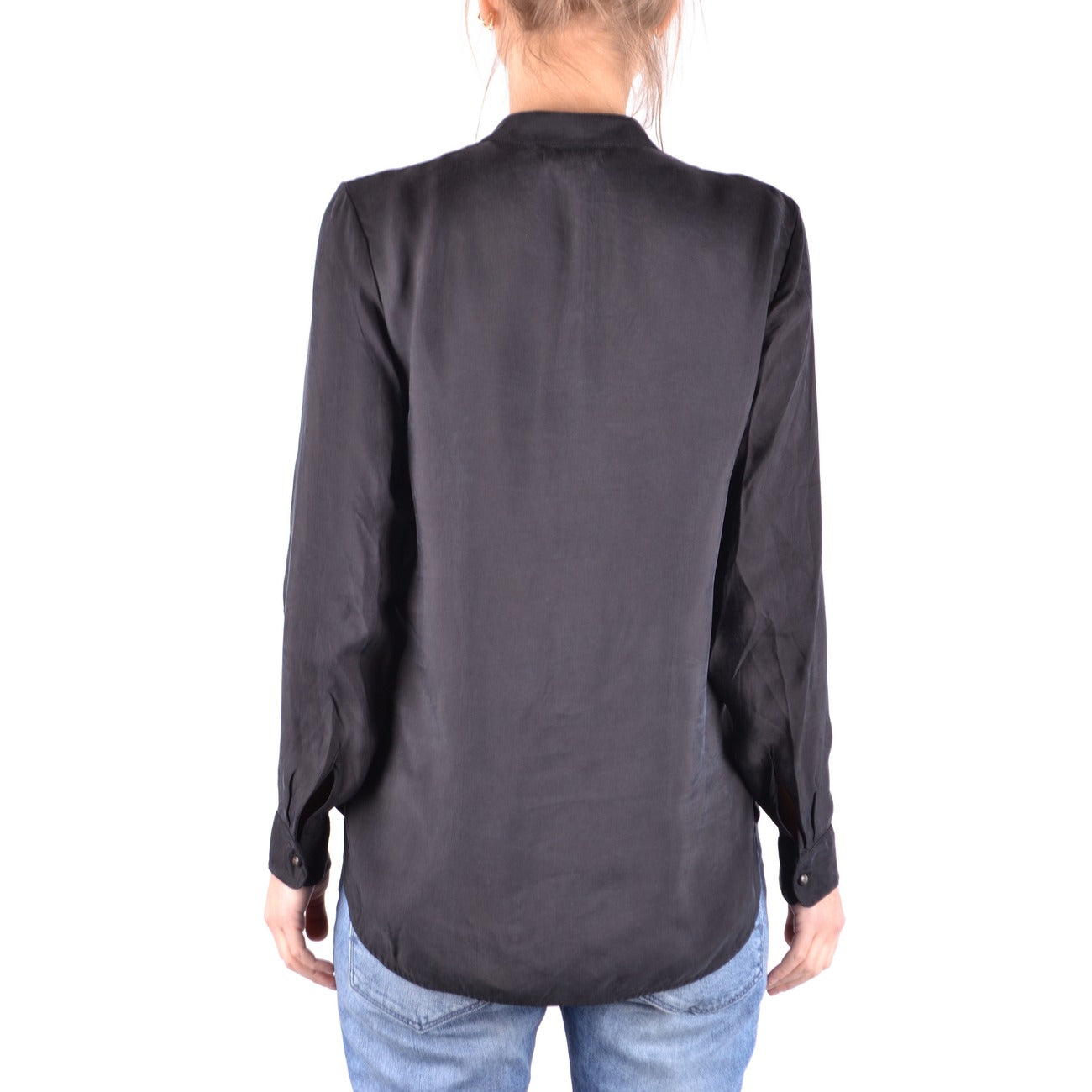 2437709 Jacob Cohen Blusa Nera Viscosa Cupro Lacci Made Italy Donna