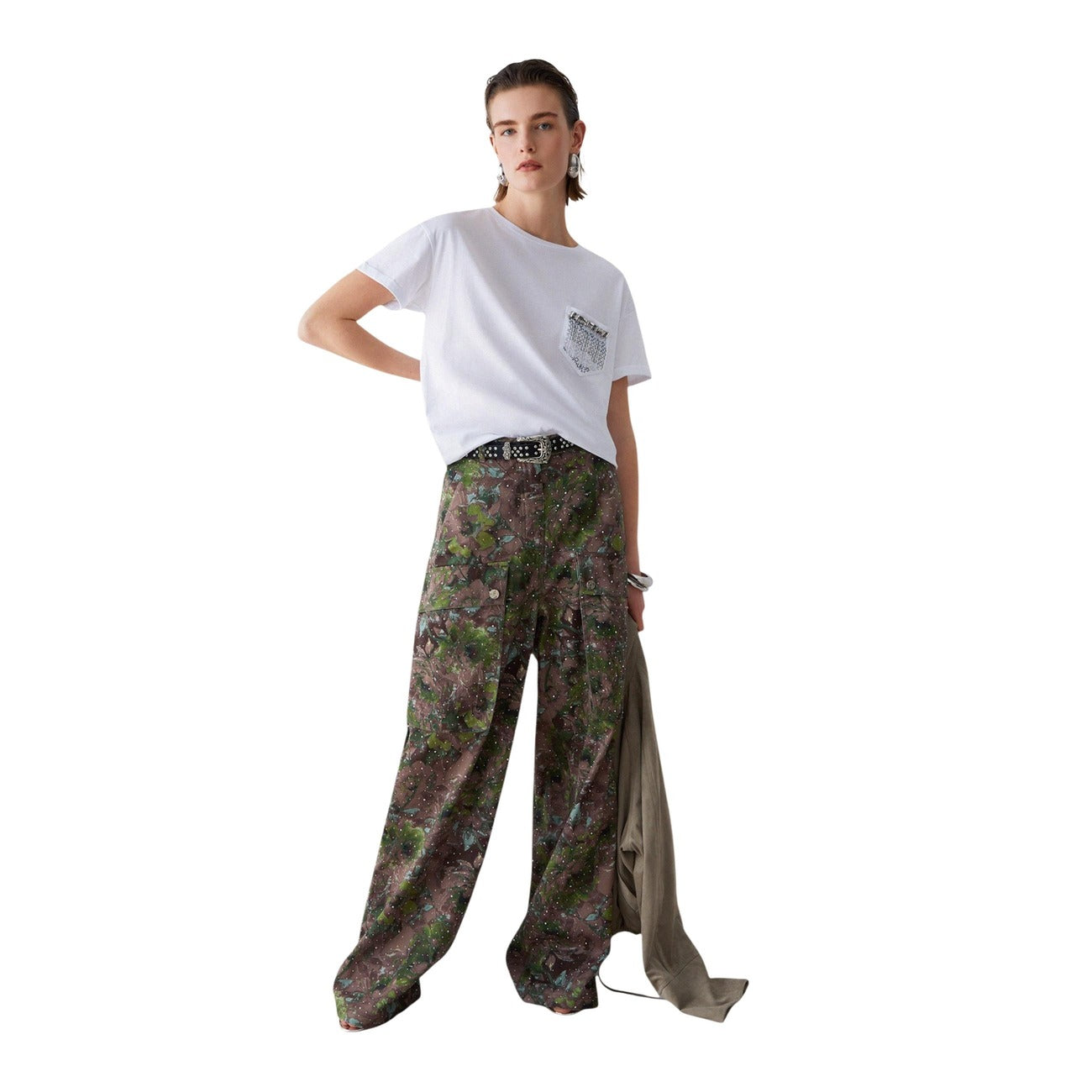 2455832 Liu Jo T-Shirt Donna Bianca Cotone Tasca