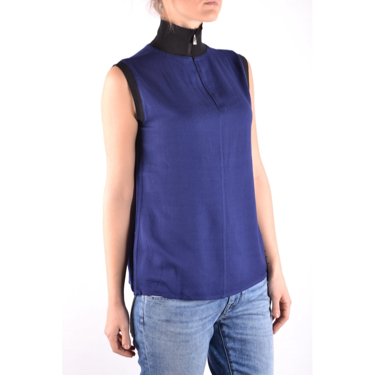 2437833 Jacob Cohen Gilet Blu Viscosa Lana Cerniera Made Italy Donna