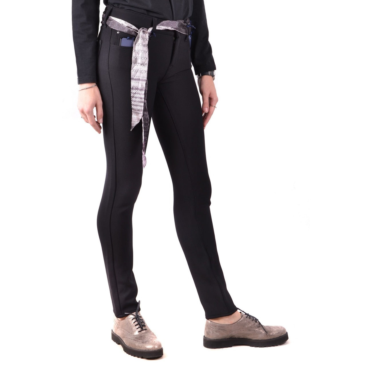 2437695 Jacob Cohen Pantaloni Neri Nylon Elastan Made Italy Donna