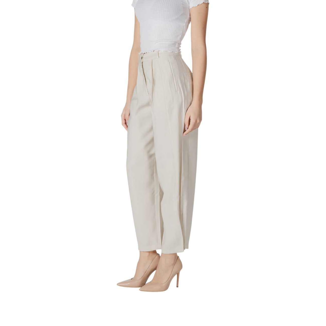 484797 Vila Clothes Pantaloni Bianco Donna Primavera/Estate