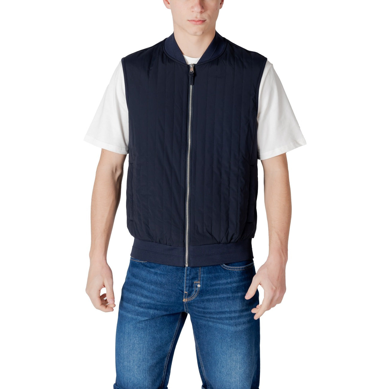 2413447 Antony Morato Gilet Blu Cotone Smanicato Uomo