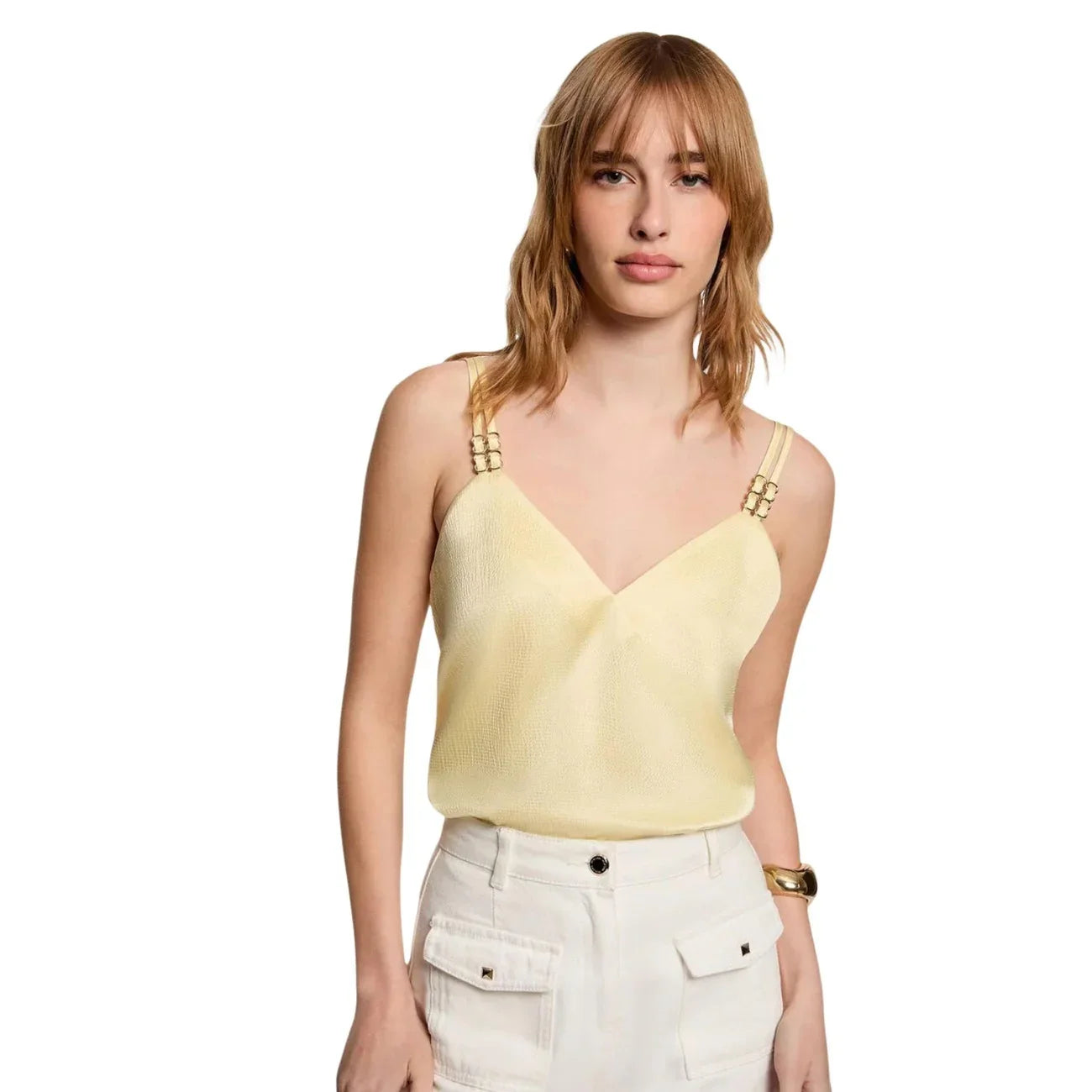 514663 Morgan De Toi Top Giallo Scollo V Donna Primavera/Estate