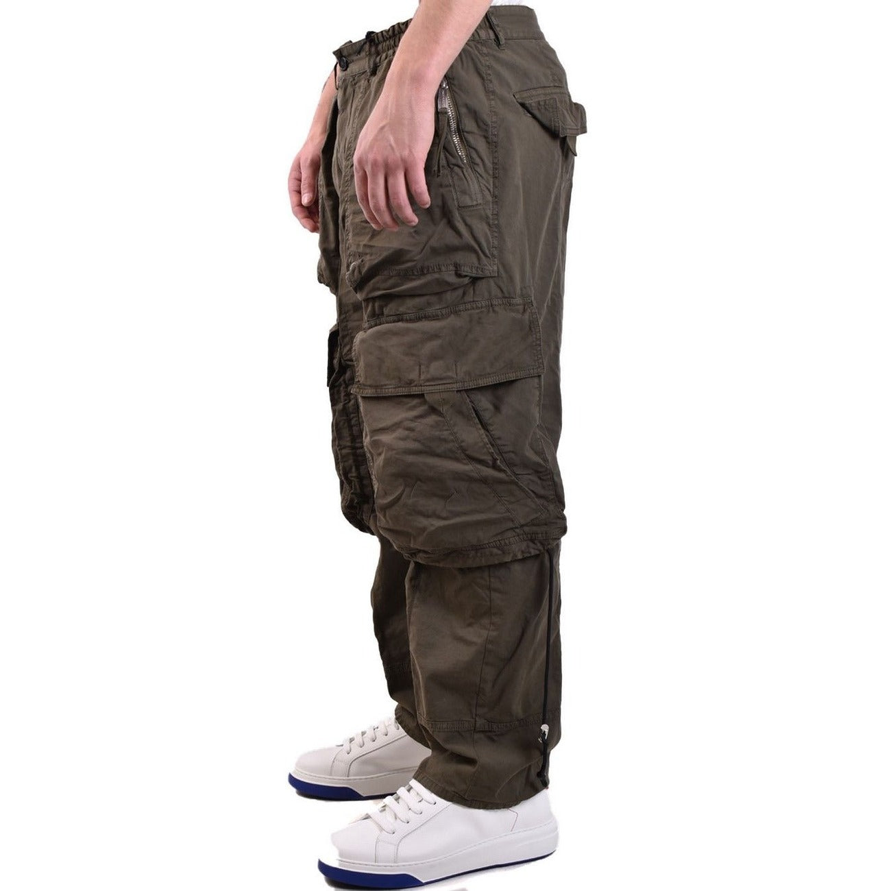 2429370 Dsquared2 Pantaloni Verde Cotone Elastan Uomo