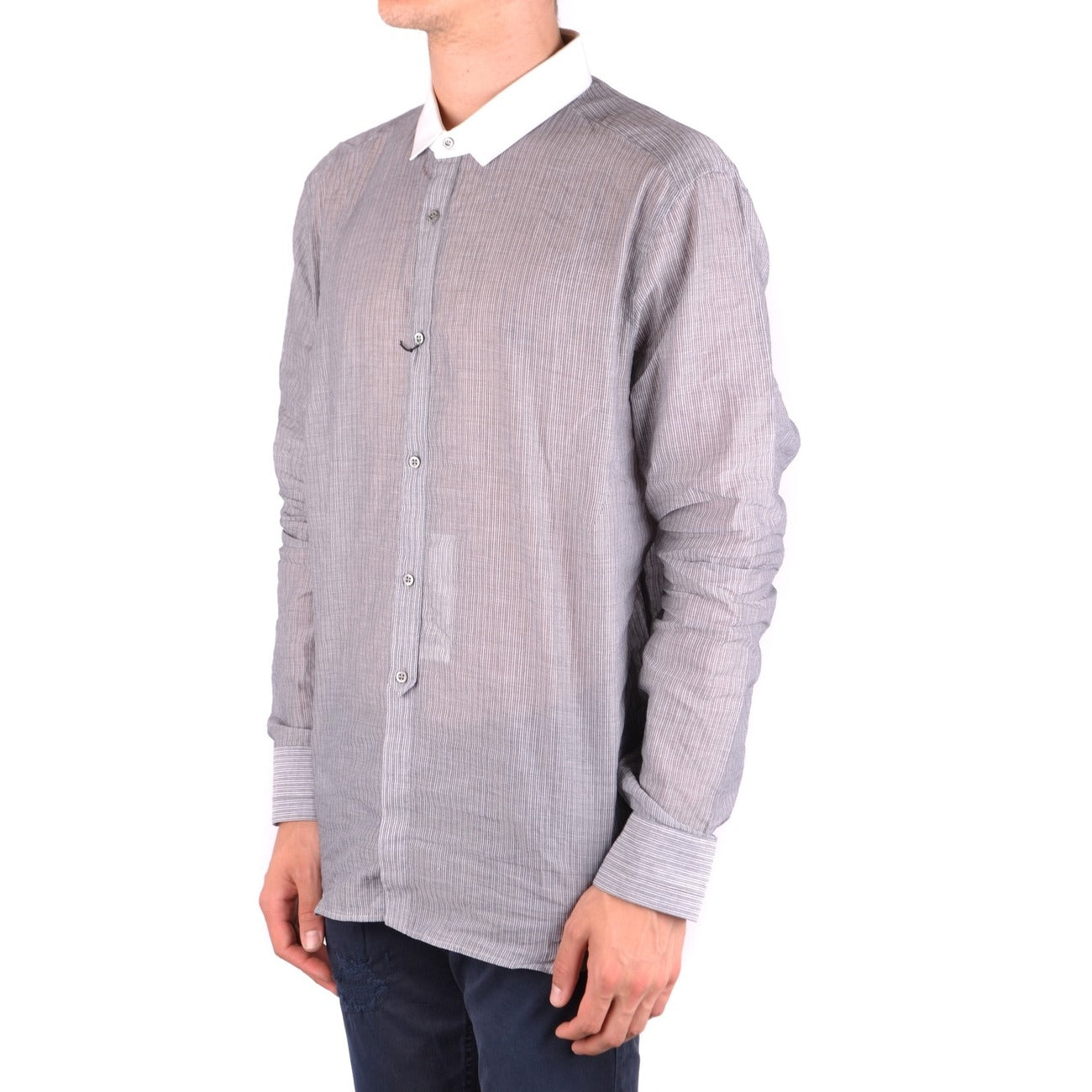 2430952 Neil Barrett Camicia Grigio Righe Cotone Uomo