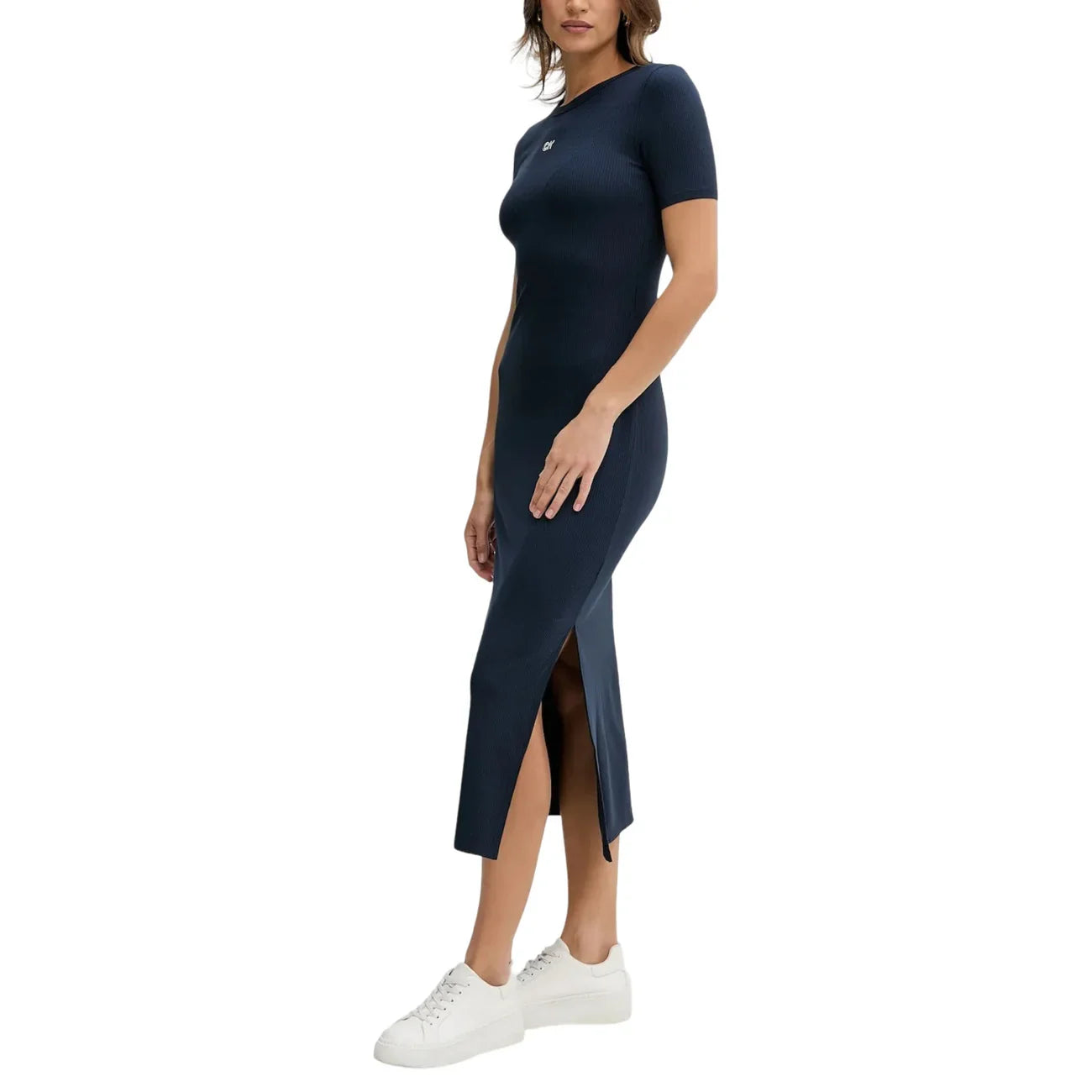 2444916 Calvin Klein Jeans Abito Blu Corto Donna Modal Maniche Corte