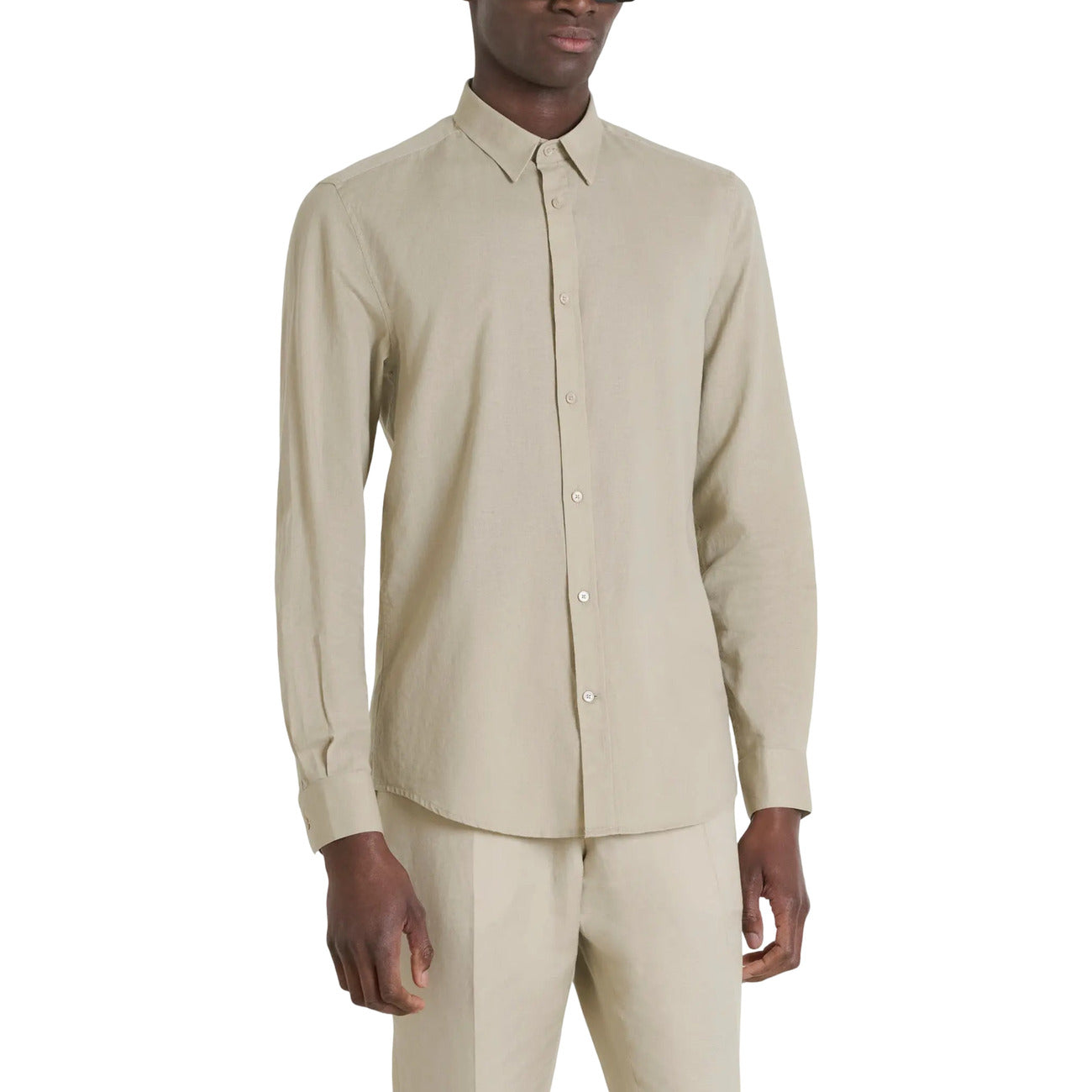 2422905 Antony Morato Camicia Beige Cotone Lino Uomo