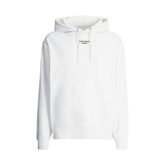 412436 Calvin Klein Jeans Felpa Bianca con Cappuccio Uomo