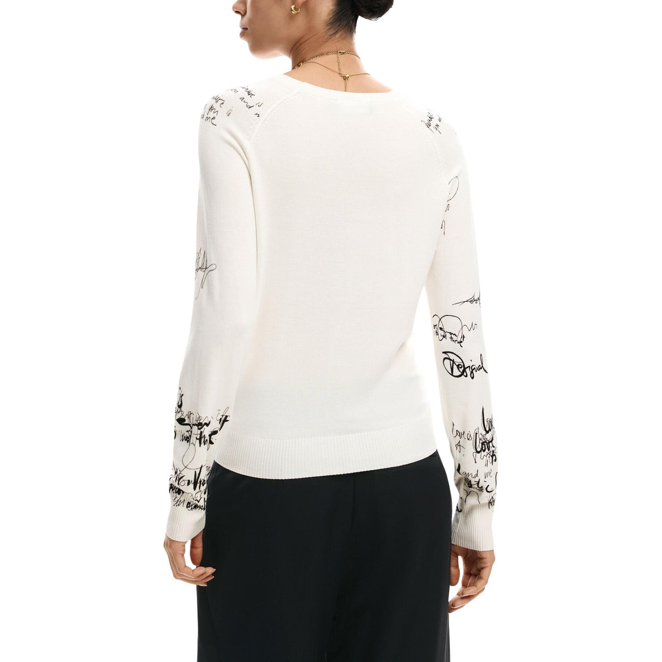 2450895 Desigual Maglia Donna Beige Stampa Viscosa