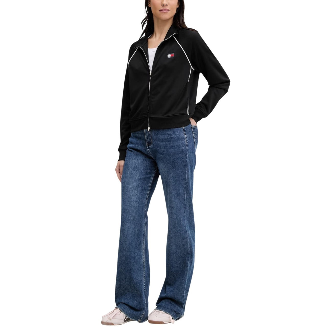 2451775 Tommy Hilfiger Jeans Felpa Donna Nera Poliestere Zip