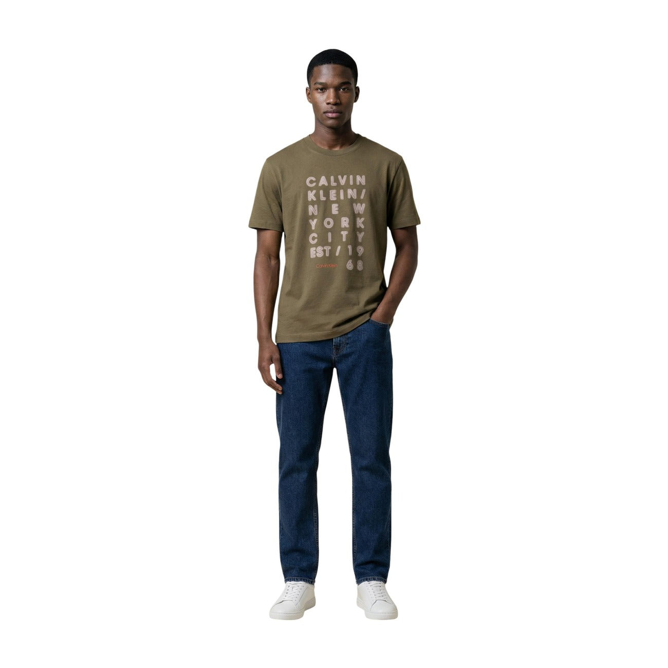 2456350 Calvin Klein Jeans T-Shirt Verde con Stampa Uomo