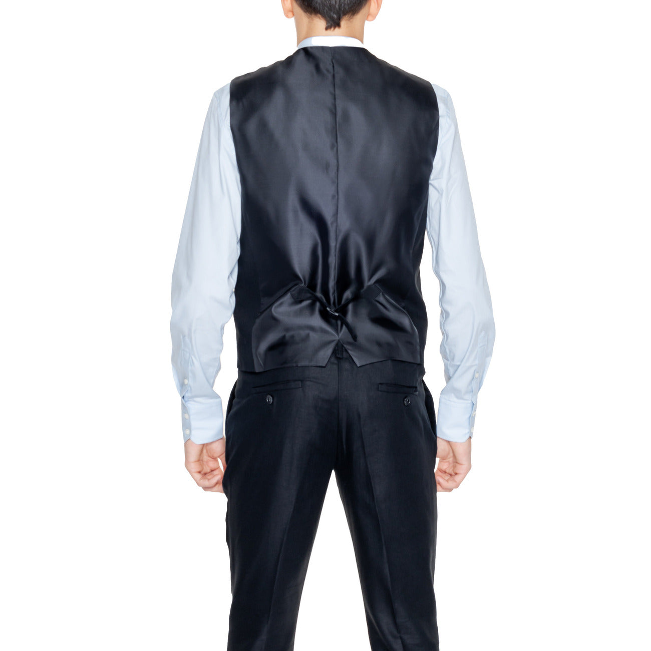2252374 Antony Morato Gilet Nero Lino Viscosa Smanicato Uomo