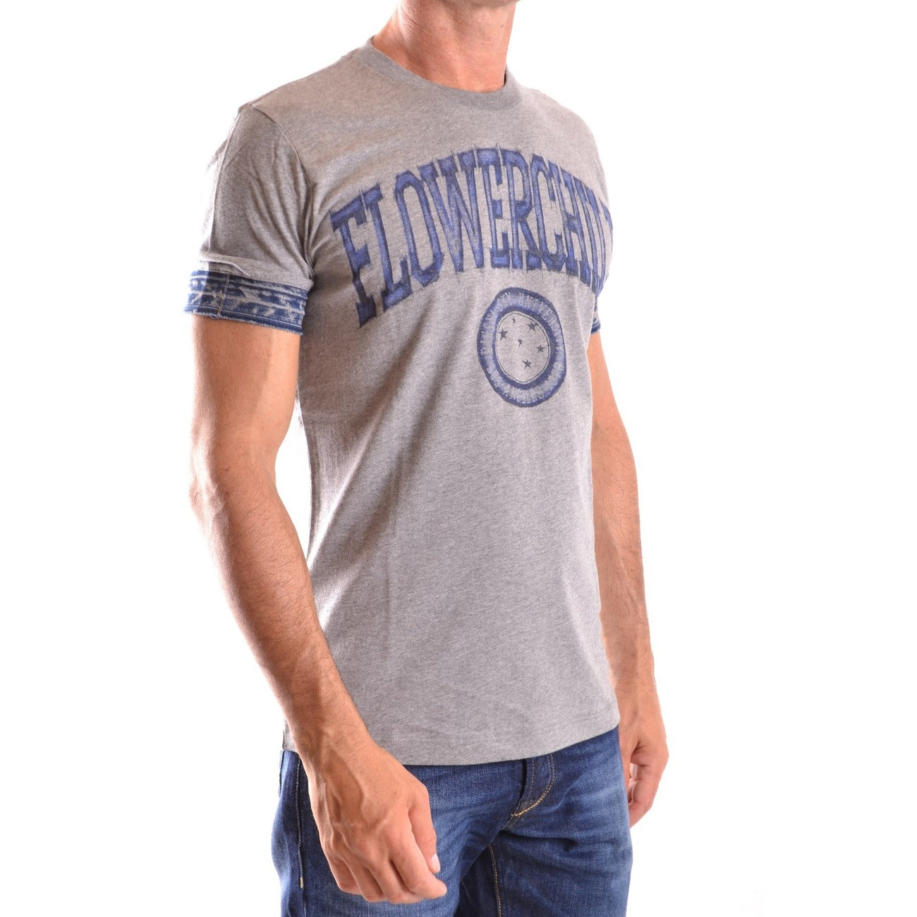 2429543 Diesel T-Shirt Grigia Stampa Uomo