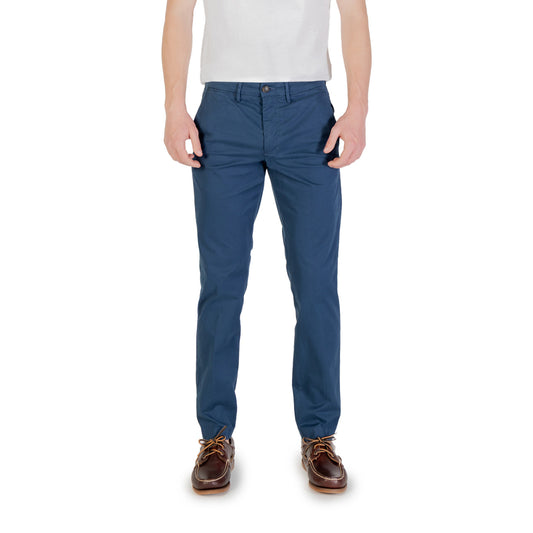2421743 Borghese Pantaloni Blu Monocromo Cotone Elastan Uomo
