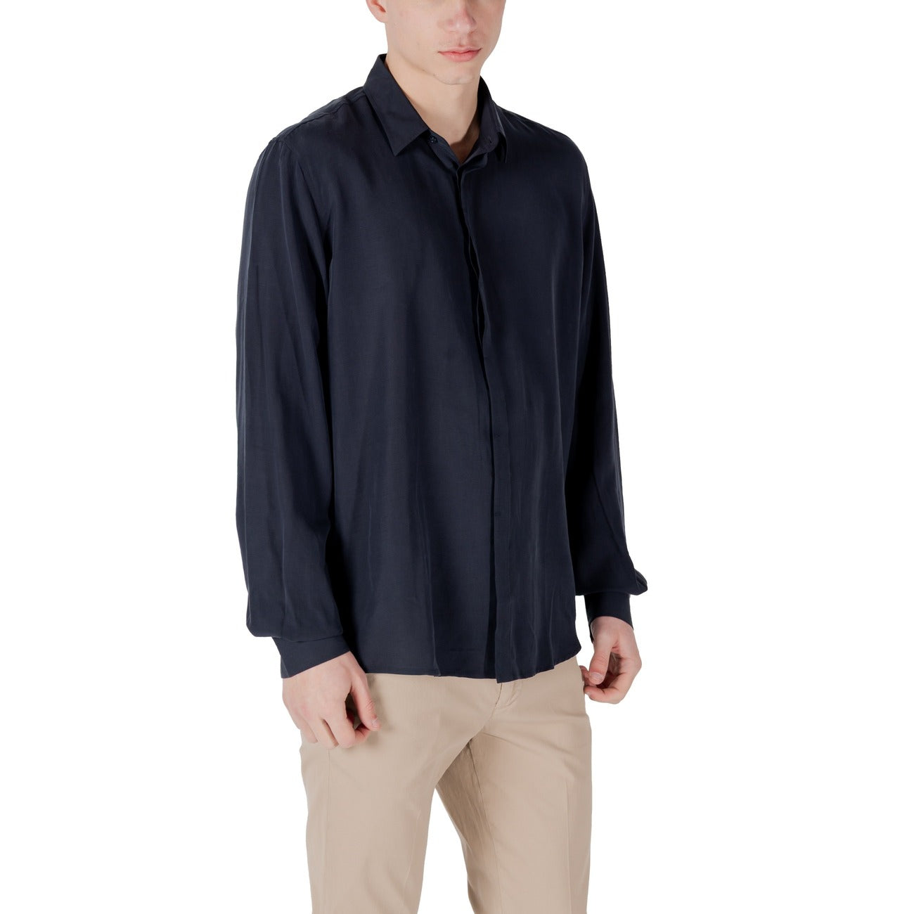 2417657 Antony Morato Camicia Blu Lino Lyocell Uomo