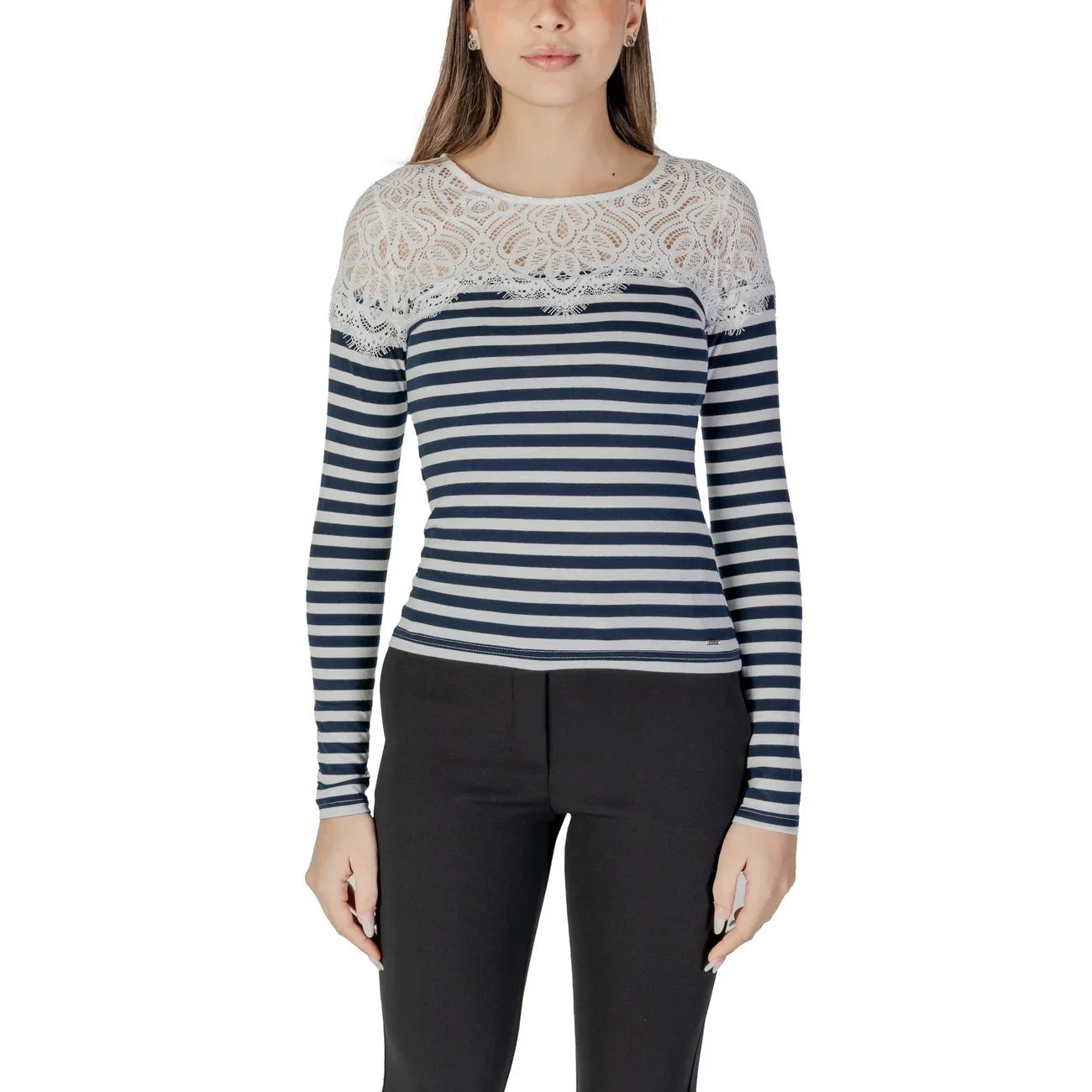 483296 Morgan De Toi Maglia Bianca Righe Maniche Lunghe Donna