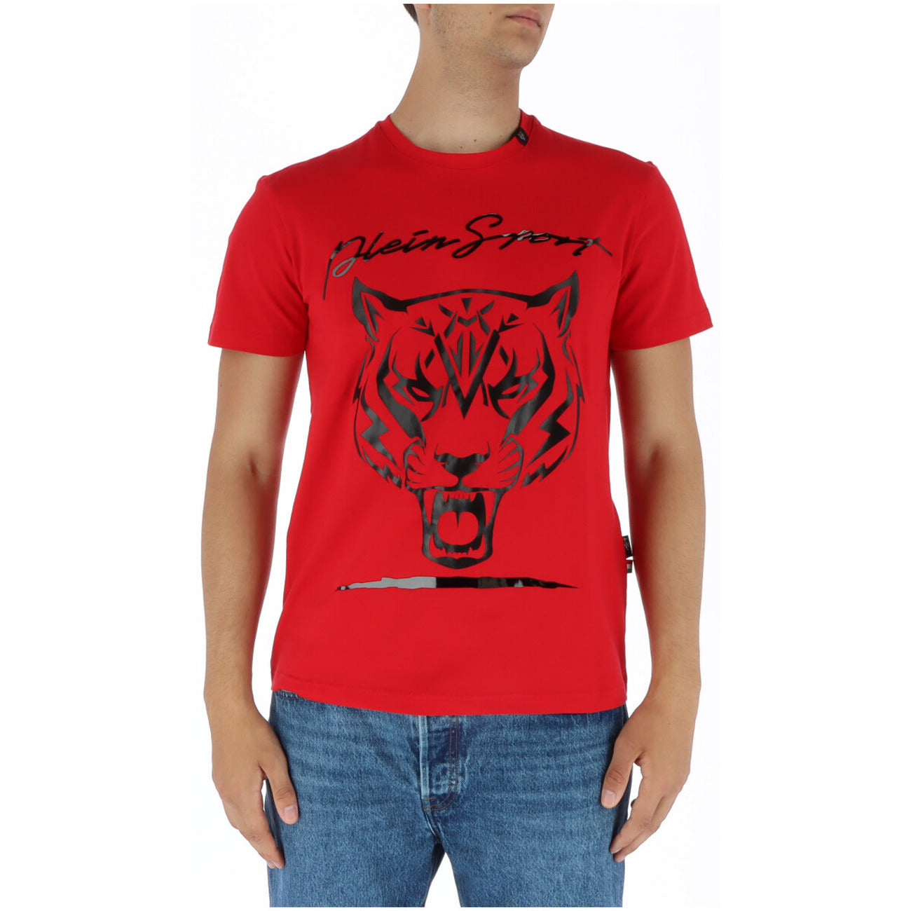 444132 Plein Sport T-Shirt Rosso Stampa Uomo