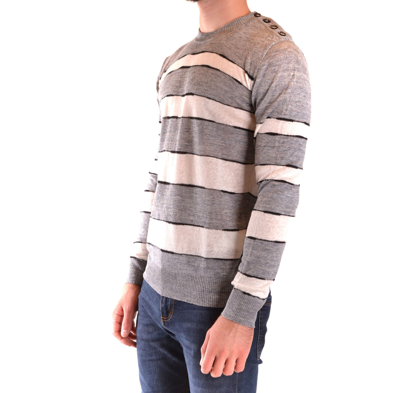 2431145 Paolo Pecora Maglia Multicolore Lino Righe Uomo