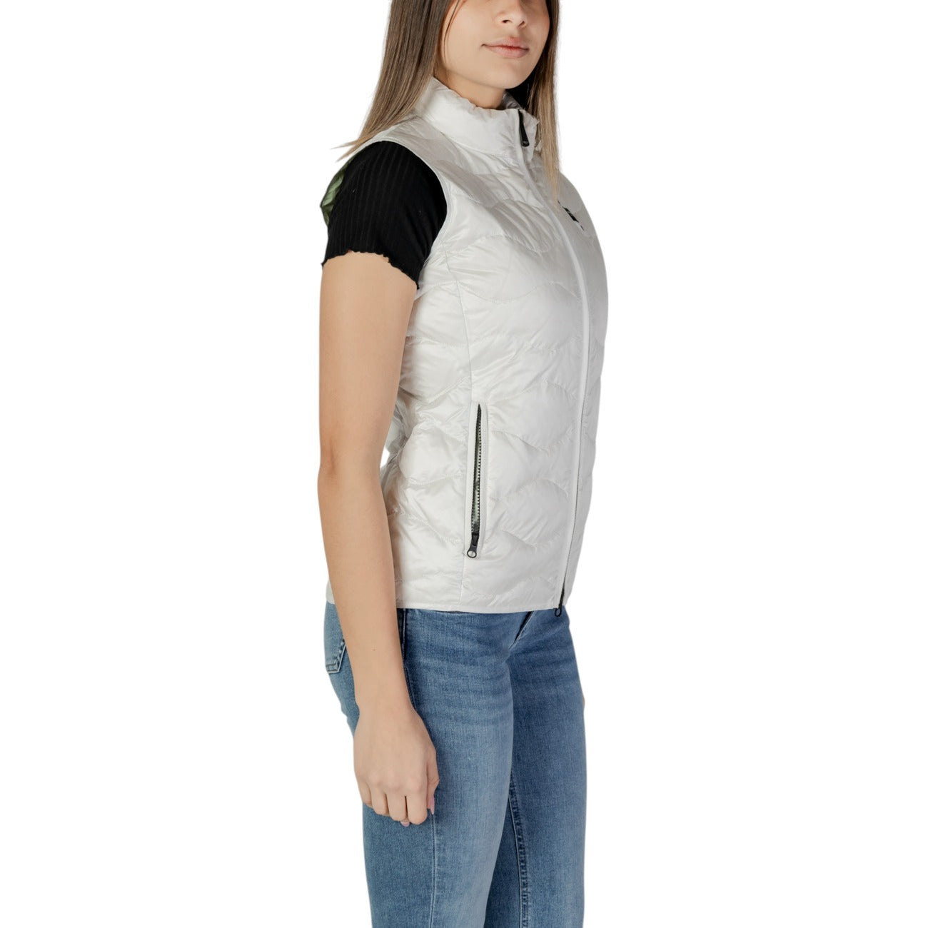 483239 Blauer Gilet Bianco Donna