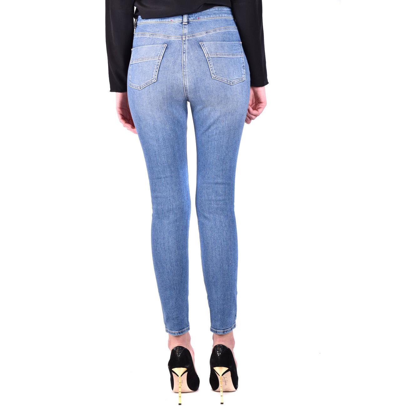 2422990 Elisabetta Franchi Jeans Blu Effetto Consumato Zip Bottone Donna