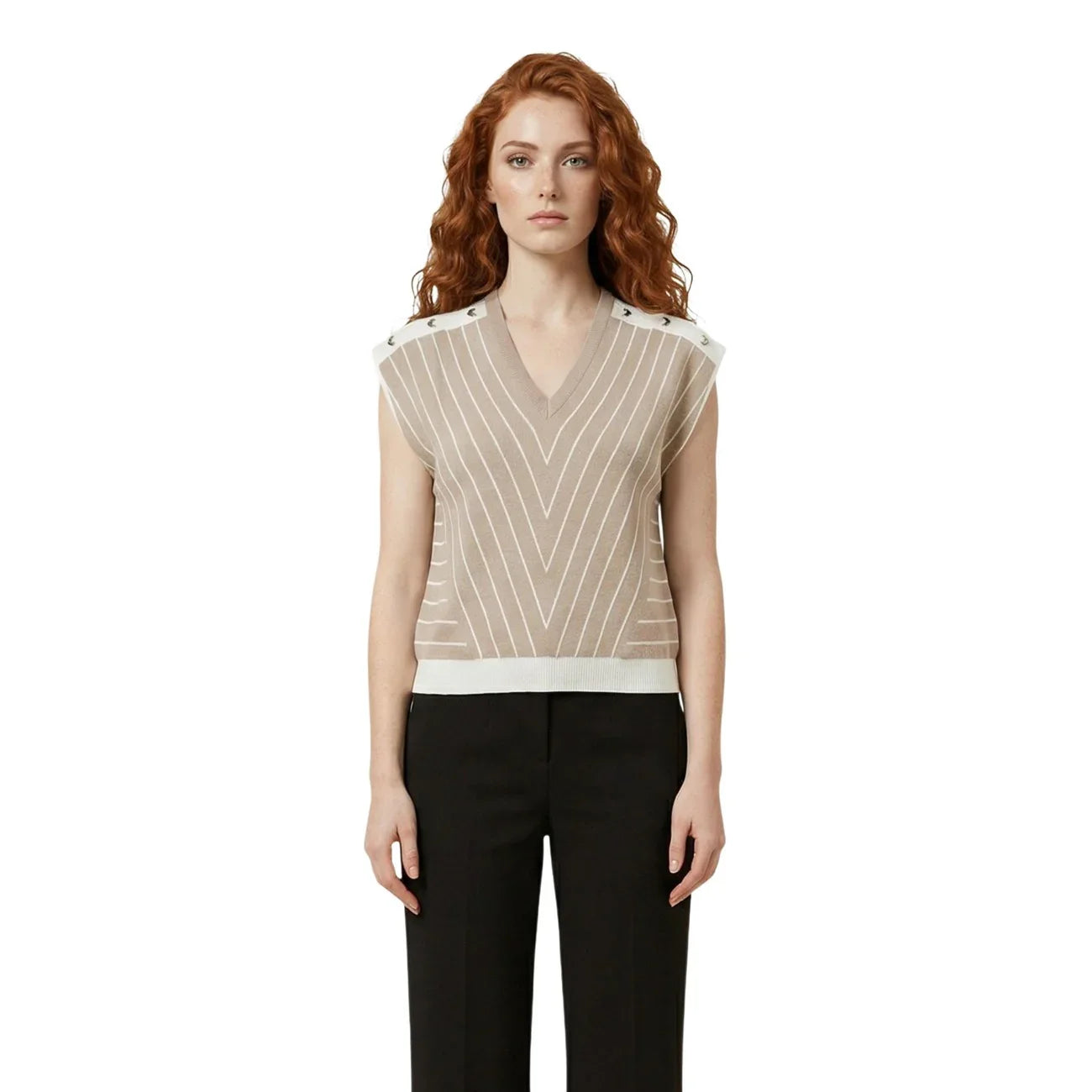 512814 Liu Jo Blusa Beige Righe Donna Primavera/Estate