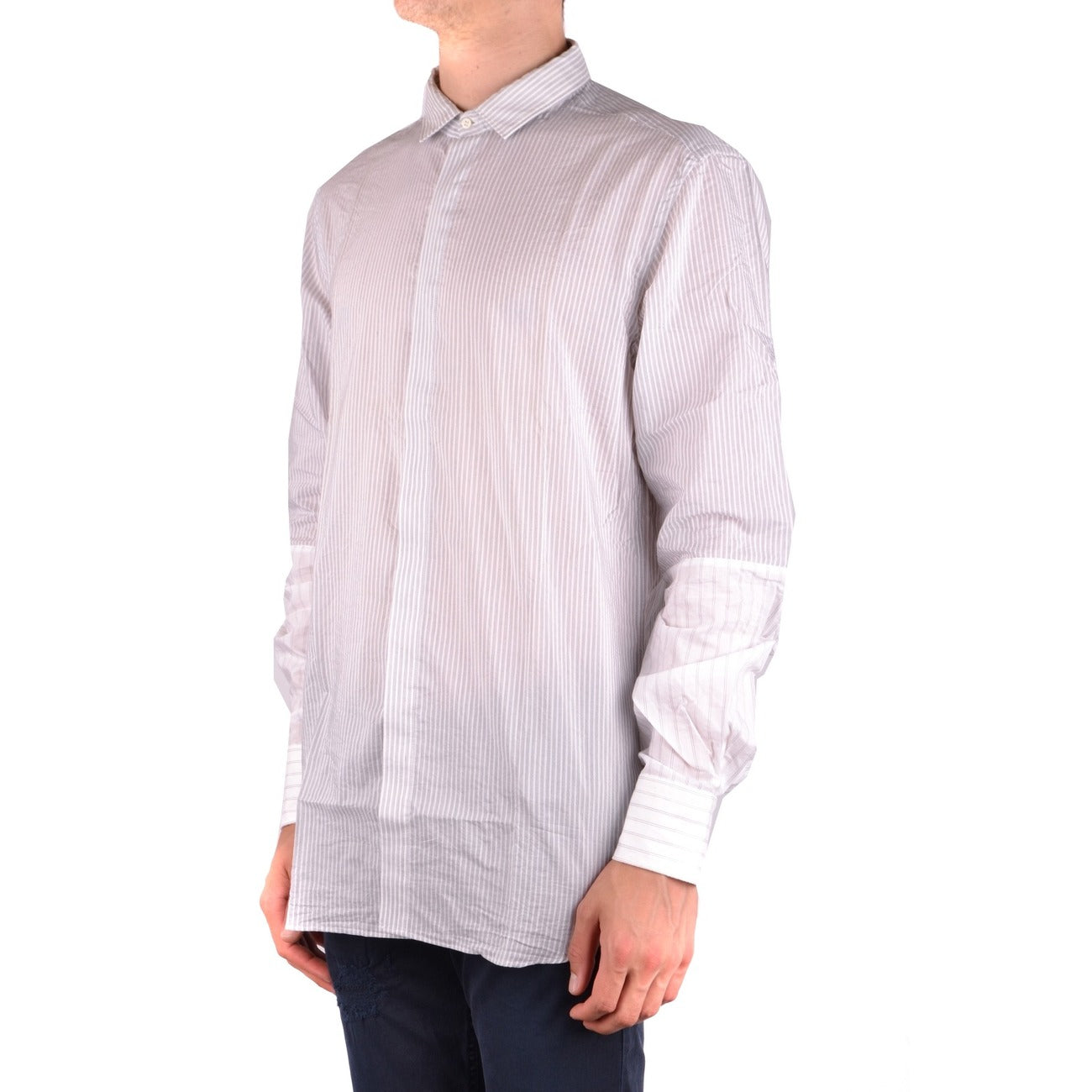 2431820 Neil Barrett Camicia Grigio Righe Maniche Lunghe Uomo