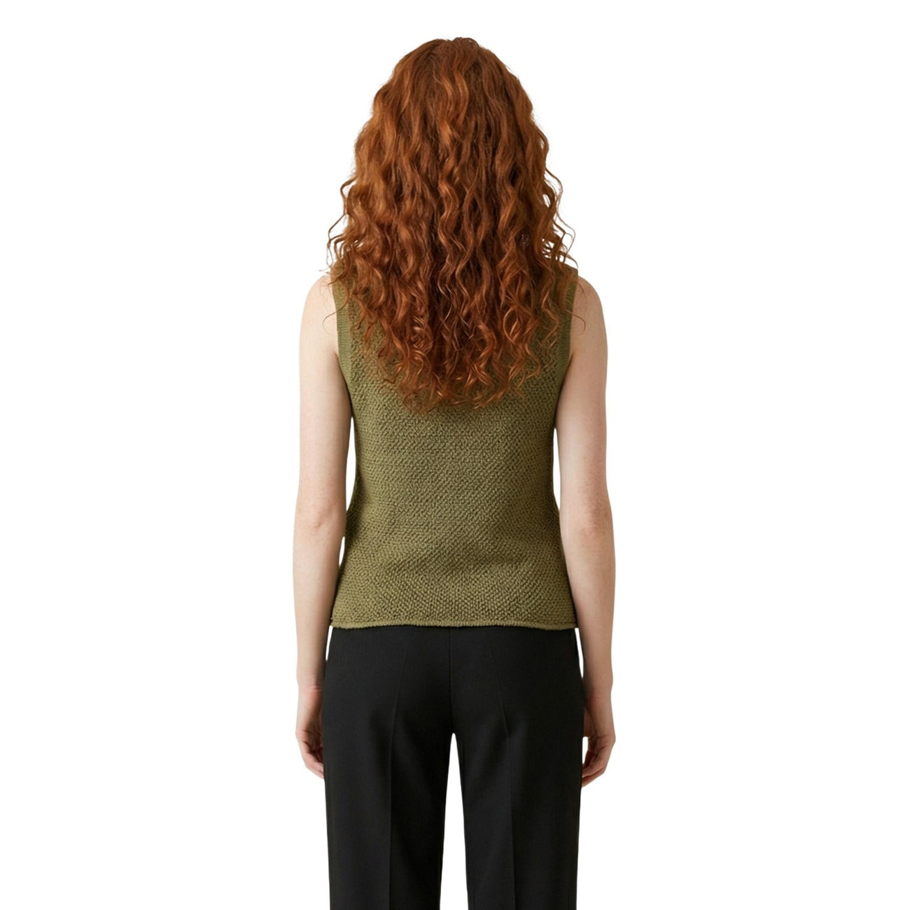 516732 Jacqueline De Yong Gilet Verde Smanicato Donna
