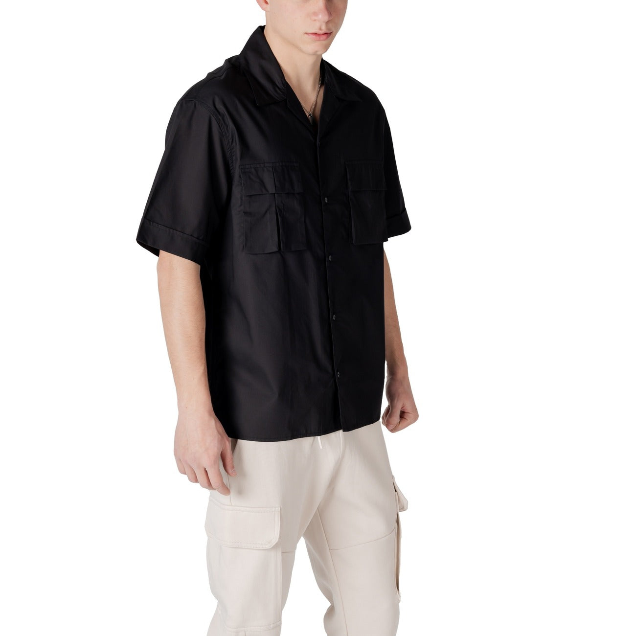 2413101 Antony Morato Camicia Nera Lyocell Cotone Uomo