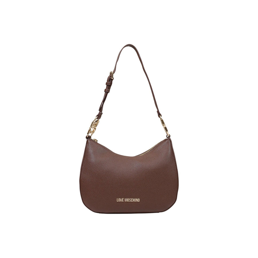Borsa Hobo Piccola con Elementi Manico Heart Shiny Logo Marrone