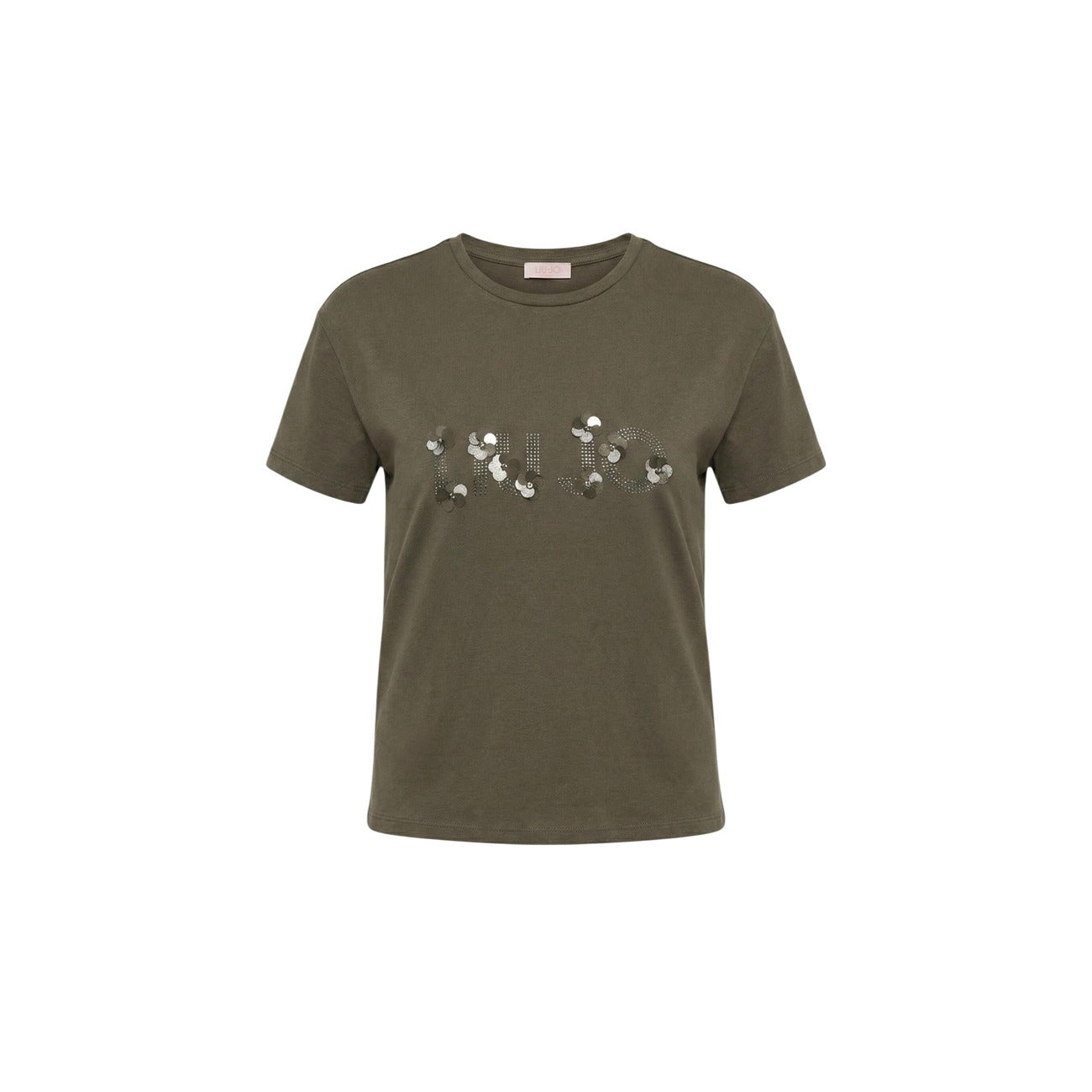 2456460 Liu Jo T-Shirt Donna Verde Cotone Stampa Strass