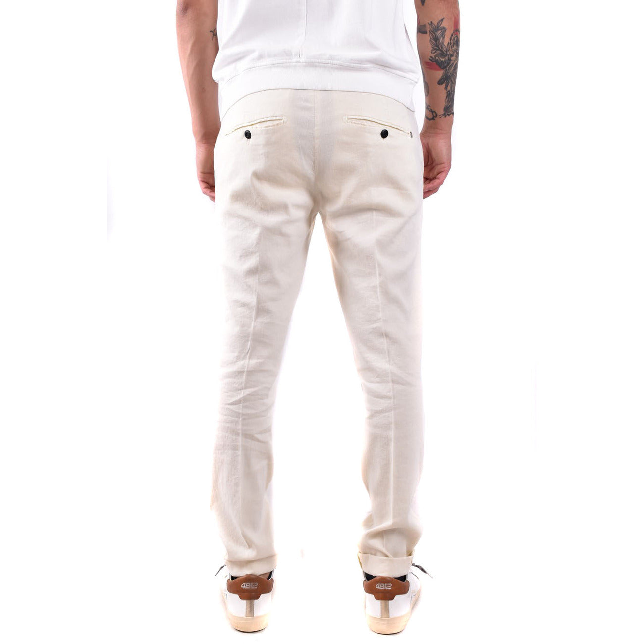 2431072 Dondup Pantaloni Beige Lino Lyocell Elastan Uomo
