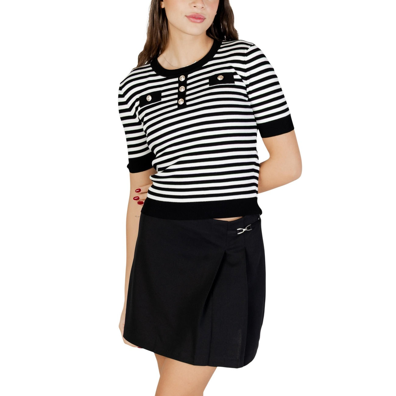 505587 Morgan De Toi Maglia Bianca Righe Maniche Corte Donna