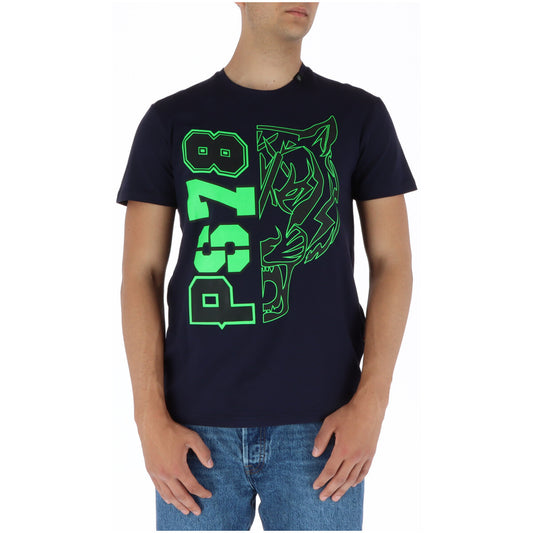 443696 Plein Sport T-Shirt Blu Stampa Uomo