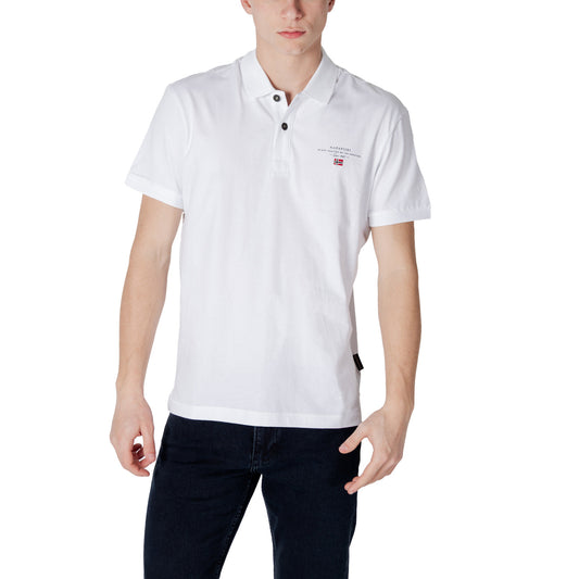 2415068 Napapijri Polo Bianca Cotone Colletto Polo Maniche Corte Uomo
