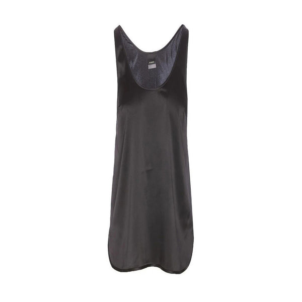 Top Satin Canotta Fluida Nera