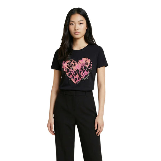 2454402 Desigual T-Shirt Donna Nera Stampa Cotone