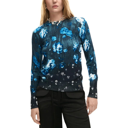 2451529 Desigual Maglia Donna Nera Floreale Viscosa