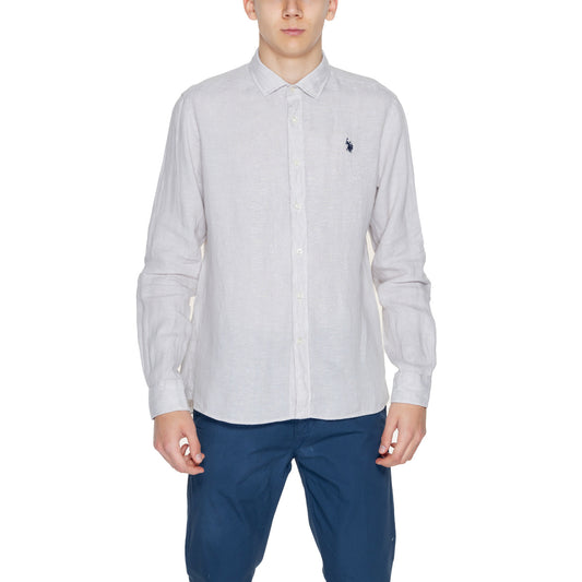 2251097 U.S. Polo Assn. Camicia Grigia Lino Colletto Classico Uomo