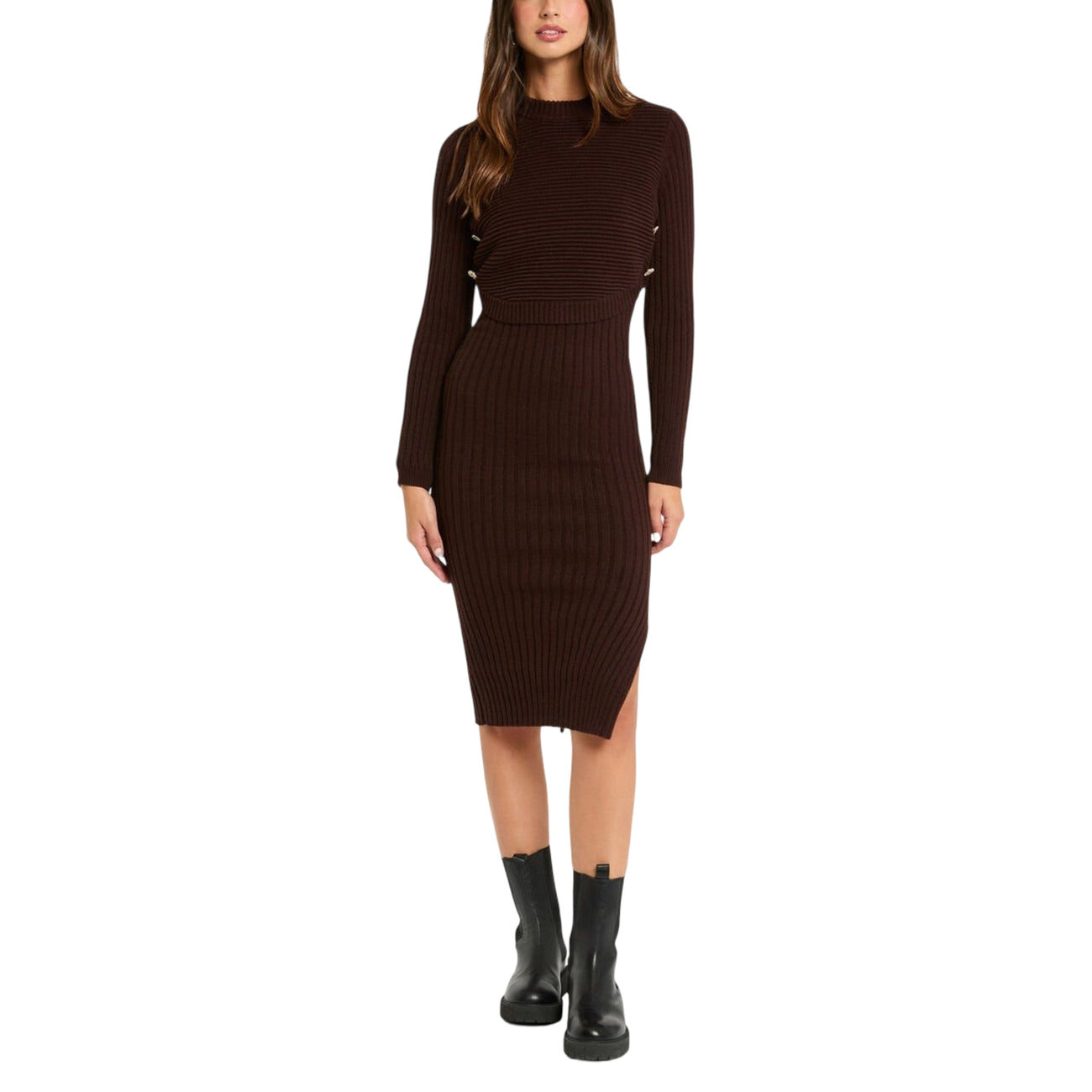 2443078 Morgan De Toi Abito Marrone Corto Donna Viscosa Maniche Lunghe